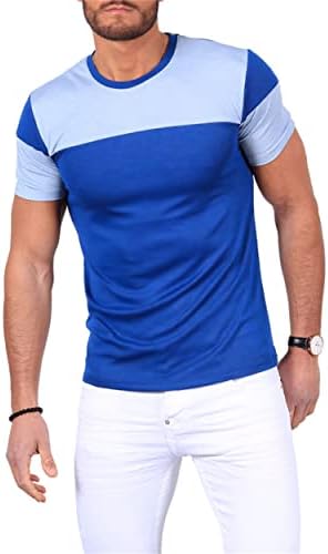 Doubauen Мъжки Летни Ежедневни Тениски Color Block С Къс ръкав и Кръгло деколте, Тениски