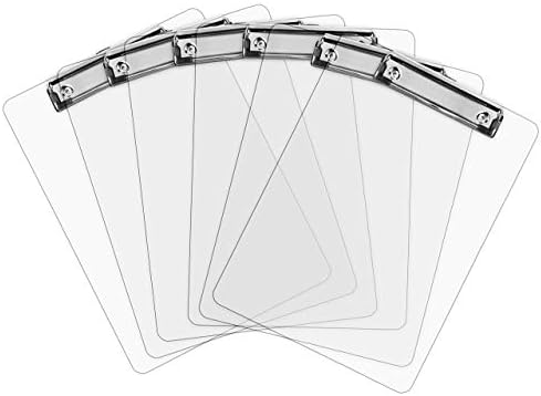 Пластмасови клипборды (пакет от 6) Прозрачните клипборда (прозрачен) Трайно 12,5 x 9 инча | с капацитет 100 листа! Акрилни клипборды с низкопрофильным скоба | сладък клипборды с клипове за дъски