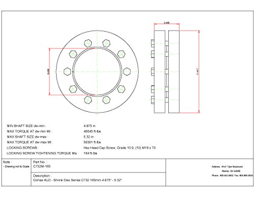 Термоусадочный диск Climax Metals C732M-165, Сверхпрочный, Стоманена с Оцинкованными външни пръстени, Диаметър на отвора 165 mm, вътрешен диаметър 6,5, широчина от 3.46
