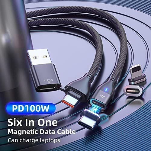 Кабел BoxWave е Съвместим с Energizer Ultimate U710S (кабел от BoxWave) - Кабел за зареждане MagnetoSnap PD AllCharge (100 W), кабел за зареждане Magnet PD мощност 100 W USB Type-C Micro USB - черен jet black