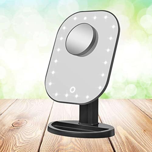 FRCOLOR USB Акумулаторна Led Светлини За Тоалетна Масичка Touch Make Eye Mirrorblack X Грим с Храненето от екрана Джобно Огледало с Увеличительными Овални електрически крушки с Подсветка Козметично средство за черен
