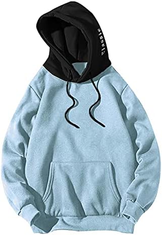 NIUQI Унисекс Класически Цветен Блок Спортни Блузи, Спортни Hoody С качулка Лоскутный Пуловер