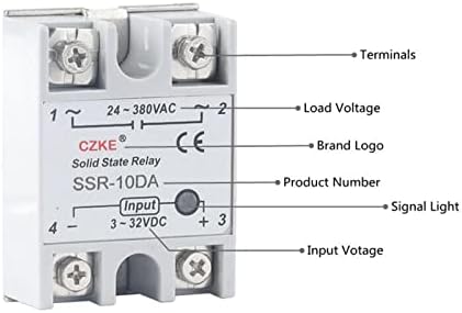 Твердотельное реле HWGO SSR 10DA 25DA 40DA DC Control AC Бял корпус Монофазен без пластмасови капачки 3-32 На Входа DC 24-380 В Размер на: SSR-40DA)