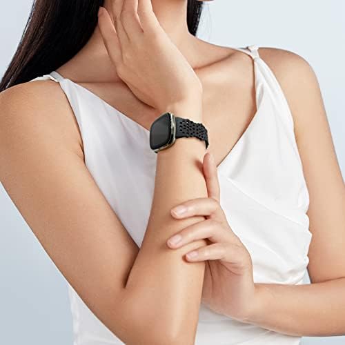 Oanux 4 Pack е Съвместим с джапанки Fitbit Versa 4/Versa 3/Sense 2/Sense за жени и мъже, Завързана Силикон каишка за часовник, Взаимозаменяеми каишка за Fitbit Sense 2/Versa 4/Versa 3/Sense