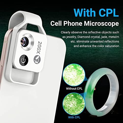 200-Кратно Джобен мини-Микроскоп за телефон с led подсветка, Преносима Дигитална Микроскопични Камера за смартфон-Черен