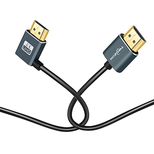 Гъвкав кабел Twozoh HDMI-HDMI с прав ъгъл 90 ° 1 ФУТ, ултра-тънък и по-тънък кабел HDMI Поддържа 3D / 4K при 60 Hz
