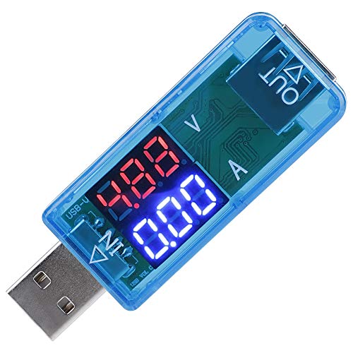 Електромера USB, Цветен LCD Мултицет USB 2.0, Тестер, Цифров QC2.0/QC3.0 За тестване на ток, Измерване на мощността за определяне на напрежение (син)