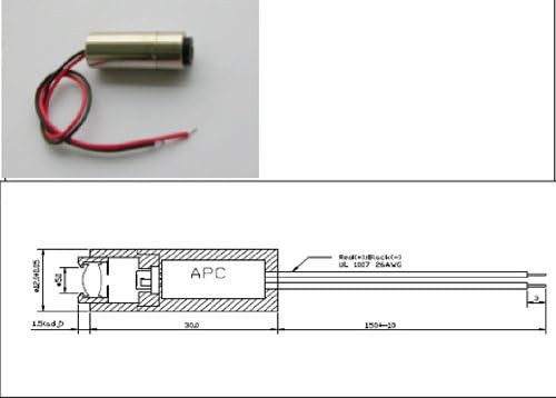 лазерен модул с мощност 635 нм 25 Mw с вътрешен ACC 3.2 vdc