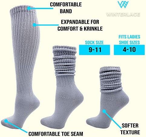 6 Чифта Чорапи с занижени Засаждане за жени, Леко Удължен Чорап до Коляното с Ластик, Обемна опаковка