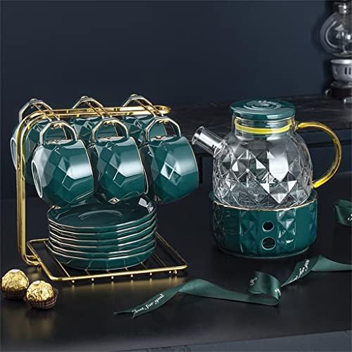 FEER Набор от манекени с цветя модел в скандинавски стил, кана с нагревател, кана с варени плодове, английска Керамична чаша за следобеден чай, чай комплект (Цвят: D, размер: както е показано на фигурата)