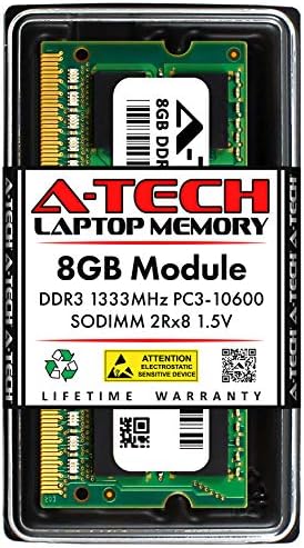 A-Tech 8 GB оперативна памет за HP / Compaq Elitebook 8570P - DDR3 1333 Mhz, PC3-10600, Без ECC SO-DIMM 2Rx8 1,5 - Един лаптоп и записная книжка