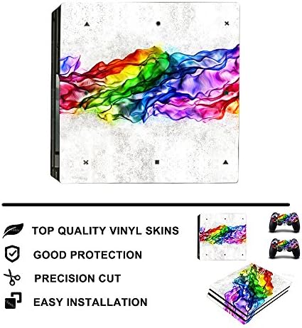 eSeeking Защитно Vinyl Стикер за цялото тяло за конзолата PS4 Pro и 2 ЕЛЕМЕНТА Кожи контролер PS4 Pro Етикети Elegant Rainbow