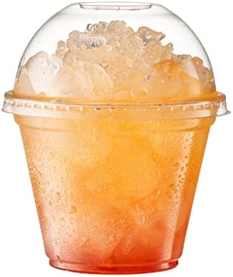 [Размер на 50] 9 Грама Кристално чисти PET Чаши с Куполообразными Капаци Старомоден дизайн за кафе с лед, Студени напитки, Киша, Шейкове, Слурпи, сладолед, партита, Пластмасови чаши за еднократна употреба