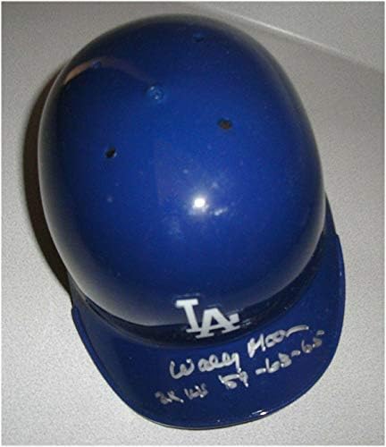 Мини-Каска с Автограф на Уоли Помня Los Angeles Dodgers WS Champs 59 63 65 - Мини-Каски MLB с Автограф