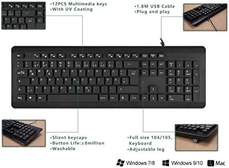 Клавиатура BoxWave е Съвместима с Lenovo IdeaPad Chromebook Duet 3 (11 инча - 82T6) (клавиатура от BoxWave) - Водоустойчив USB-клавиатура, моющаяся водоустойчив USB клавиатура - черно jet black