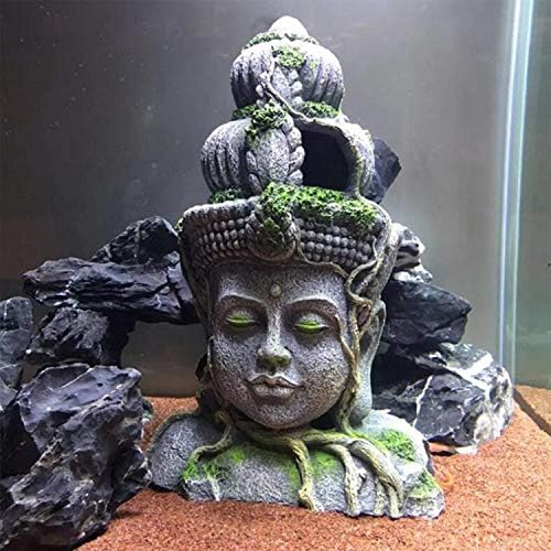 ALREMO HUANGXING - Декорации за аквариум, статуя на Бодхисатва, украса за аквариум 28,5x14x19,5 см