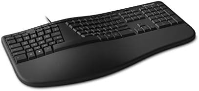 Ергономична клавиатура Microsoft - черен. Жичен, удобна, ергономична клавиатура с мека подкрепа на китката и дланта на ръката си. Разделена клавиатура. Специален клавиш за Офис.