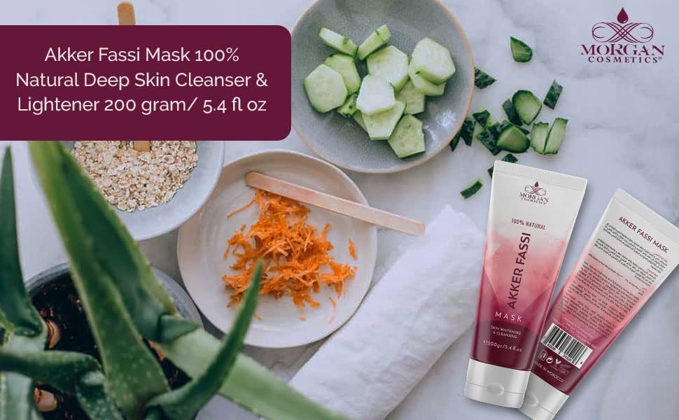 Morgan Cosmetics Маска Akker Fassi Натурално Дълбоко Почистване и осветляющее средство за кожата, 200 гр / 5,4 течни унции