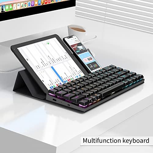Guffercty kred GK61 60% Безжична Ръчна Бизнес-клавиатура с Низкопрофильным ключа Gateron, Сгъваема Ултра-Лайн Red switch Bluetooth за Windows / Mac / Android (NT68-Черен)
