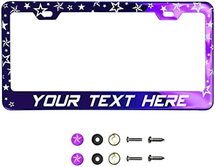(Брой: 1 рамка) Индивидуална рамка за регистрационен номер с лазерен гравированием лого, с участието на звезди с метални капаци Материал: Неръждаема стомана T304 Цвят: лилаво