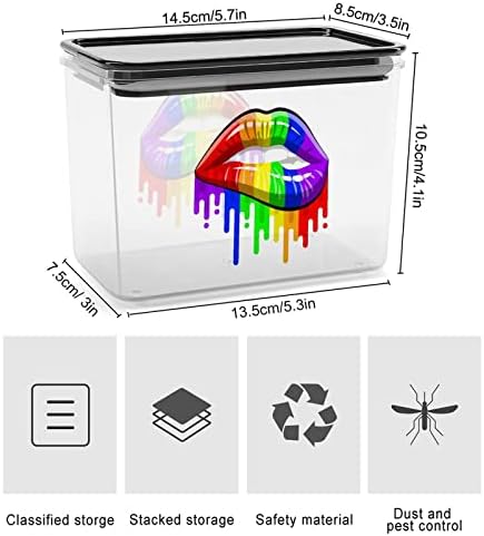 ЛГБТ Гей Гордост с Преливащи се цветове на устните Кутия за съхранение Пластмасов Контейнер-органайзер за хранителни продукти Бидони с капак за кухни