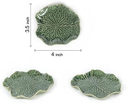 Керамичен Поднос с Листа от Лотос с Диаметър 4 инча - Порцеланов Лист от Лотос за Украса бижута и демонстрации Статуи - Сладък Мини-подарък Ръчно изработени от Бяла Глина