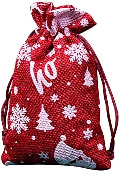 Памучен коледна чанта Чанта за съхранение на бельо подарък джоба на съвсем малък спално бельо, чанти за съхранение на бонбони във формата на снежинки, голяма чанта-тоут