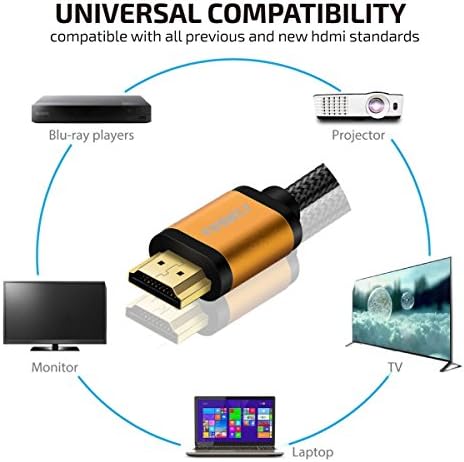 Здрав високоскоростен кабел HDMI - UHD HDMI Кабел С Тъкани позлатените жак 60hz ultra-висока скорост 18 Gbit/с Поддръжка Fire TV/ Ethernet/Връщане на аудио /видео 4K UHD 2160p HD 1080p 3D/Xbox, Playstation 6 метра