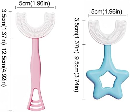 Детска U-Образна четка за Зъби за деца от 2 до 12 Години с 360 ° Меки Силиконови Дюзи-Четки, Дръжка, Хубави Детски Масажно Средство За Избелване на Зъбите