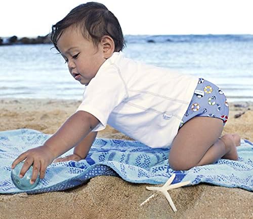 i Play Boys Многократна употреба Абсорбиращи Бебешки Пелени За плуване, Аква Wavy Морски 18 Месеца