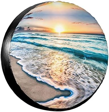 Плажен Океана Залез на Кутията с Резервна гума Защитни Капаци За колелата Прахоустойчив, Водоустойчив Калъф За Джанти гуми 1415 1617